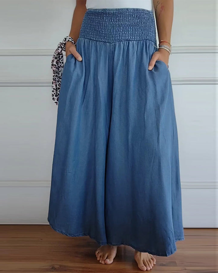 Mizrahi™ Jasmin - מכנסיים רחבים עם מותן אלסטית