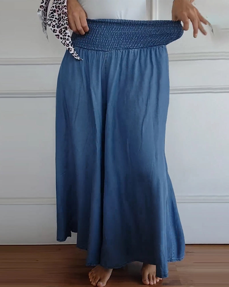 Mizrahi™ Jasmin - מכנסיים רחבים עם מותן אלסטית