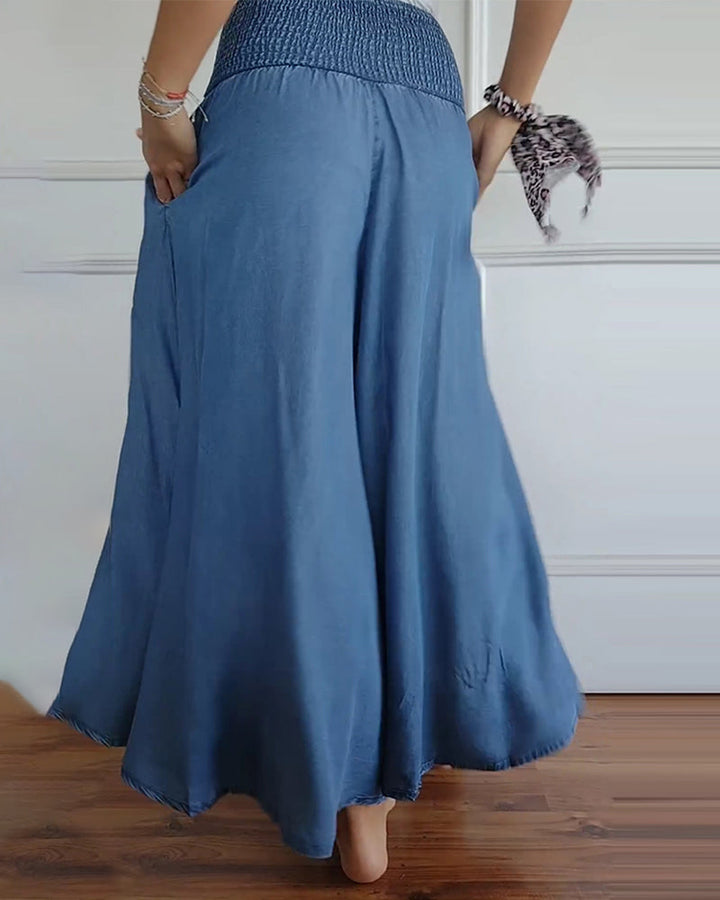 Mizrahi™ Jasmin - מכנסיים רחבים עם מותן אלסטית
